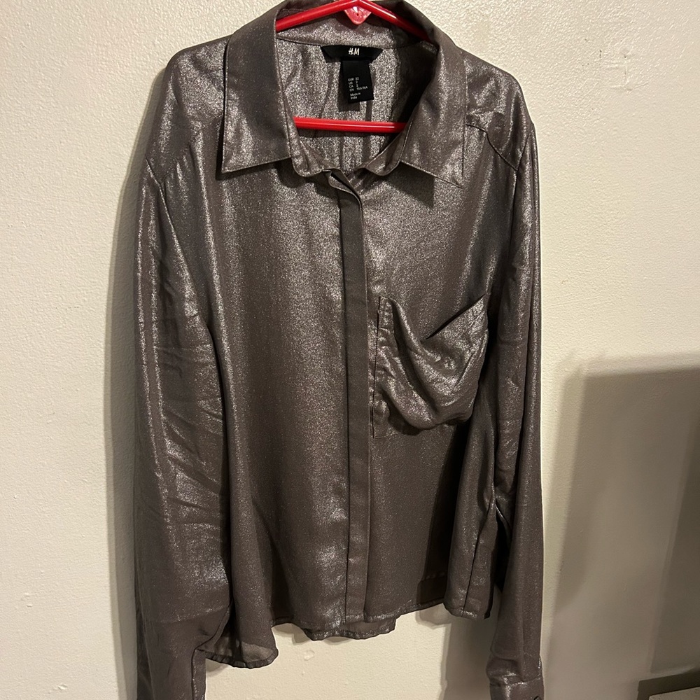 Silver button down